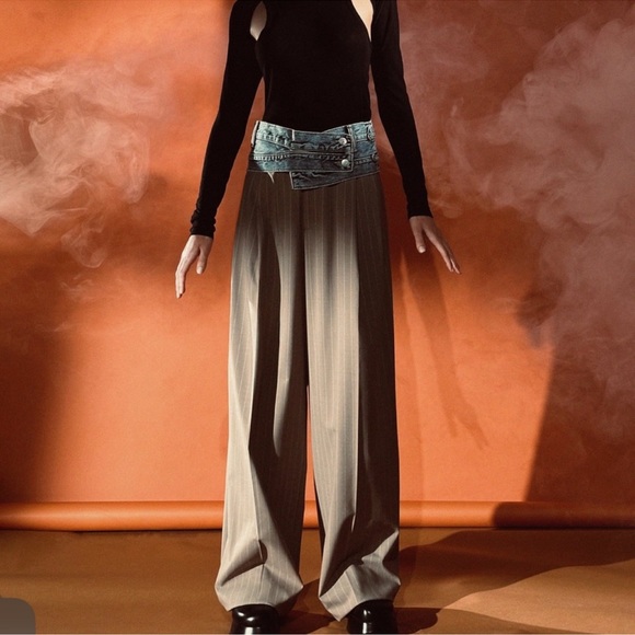 Zara striped wide leg pants bloggers fave NWT - Picture 3 of 6